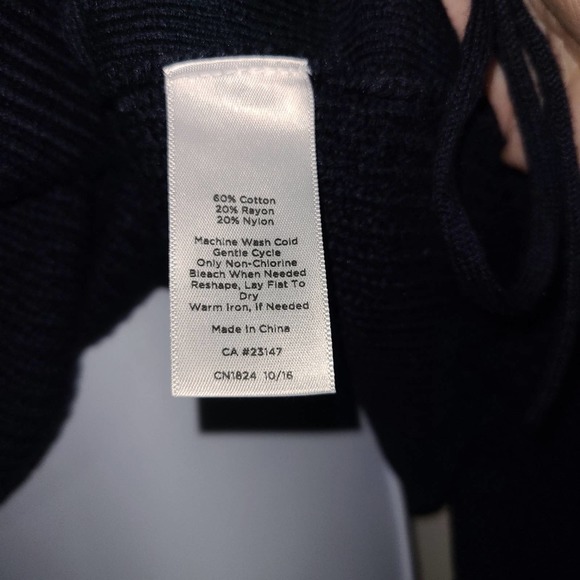 Talbots Navy Lace Up Sweater Size Small Long Sleeves Crew Neck - Picture 5 of 5
